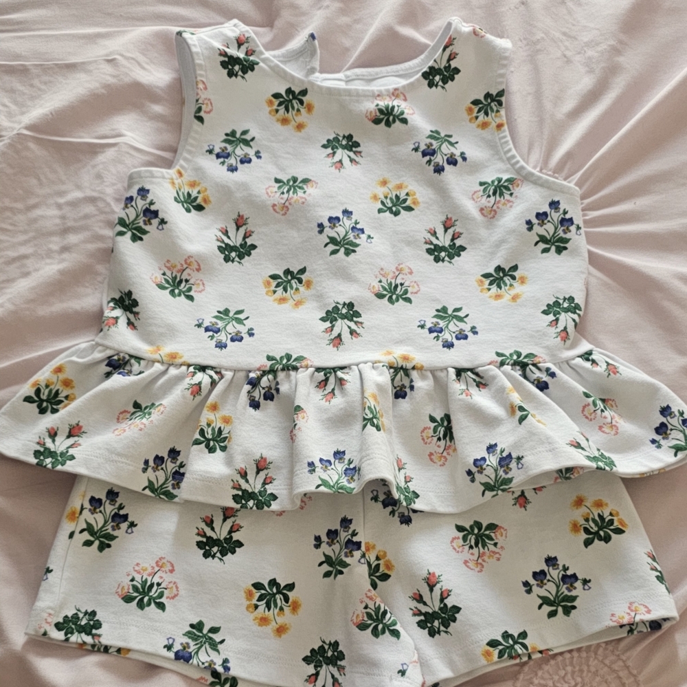 Janie and Jack Floral Print Knit Shorts Set, size 10